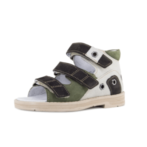 Сандалеты 25057-10 бежевый-коричневый-зеленый