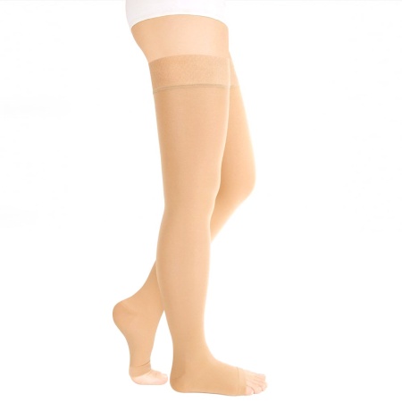 Чулки компрессионные женские Luomma, 1 класс компрессии, с открытым носком, арт. ID-310W (для широкого бедра)