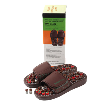 Массажер рефлекторный для стоп в виде тапочек, арт. KW-313K