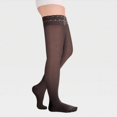Чулки компрессионные женские Luomma, 2 класс компрессии, с закрытым носком, арт. ID-301W (для широкого бедра)