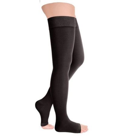Чулки компрессионные женские Luomma, 2 класс компрессии, с открытым носком, арт. ID-310W (для широкого бедра)